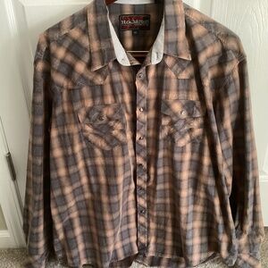 Men’s COWBOY ROCK & ROLL LONG SLEEVE PEARL SNAPS CLOSE GRAY/PEACH XXL